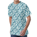 Japanese Kanagawa Wave Pattern Print Men's Velvet T-Shirt