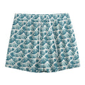 Japanese Kanagawa Wave Pattern Print Mesh Shorts