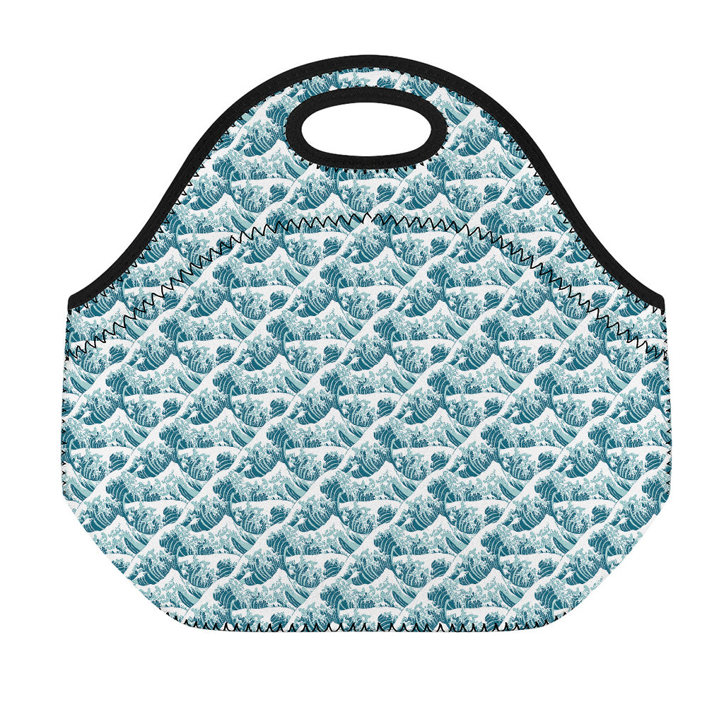 Japanese Kanagawa Wave Pattern Print Neoprene Lunch Bag
