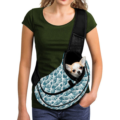Japanese Kanagawa Wave Pattern Print Pet Sling Carrier