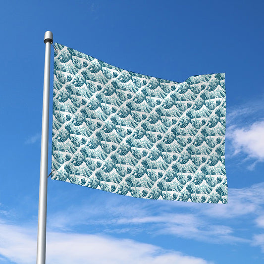 Japanese Kanagawa Wave Pattern Print Polyester Flag