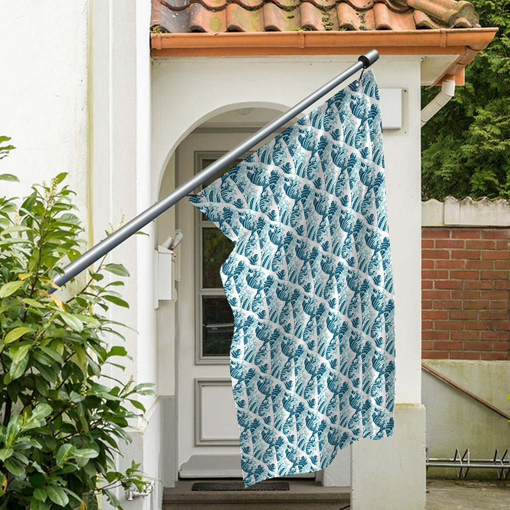 Japanese Kanagawa Wave Pattern Print Polyester Flag