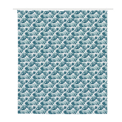 Japanese Kanagawa Wave Pattern Print Polyester Shower Curtain