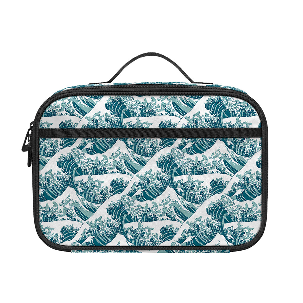 Japanese Kanagawa Wave Pattern Print Portable Lunch Bag