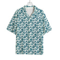 Japanese Kanagawa Wave Pattern Print Rayon Hawaiian Shirt