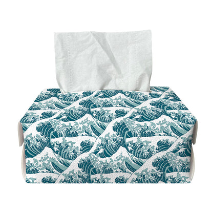 Japanese Kanagawa Wave Pattern Print Rectangle Tissue Box Cover
