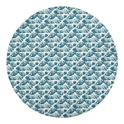 Japanese Kanagawa Wave Pattern Print Round Blanket