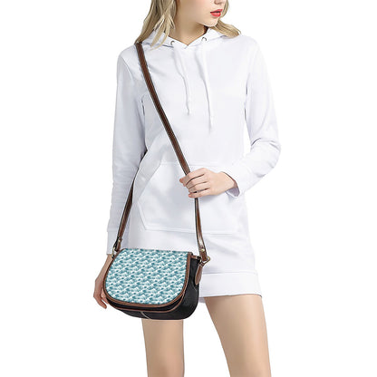 Japanese Kanagawa Wave Pattern Print Saddle Bag