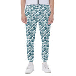 Japanese Kanagawa Wave Pattern Print Scuba Joggers