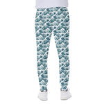 Japanese Kanagawa Wave Pattern Print Scuba Joggers