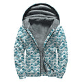 Japanese Kanagawa Wave Pattern Print Sherpa Lined Zip Up Hoodie