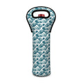 Japanese Kanagawa Wave Pattern Print Single Neoprene Wine Tote