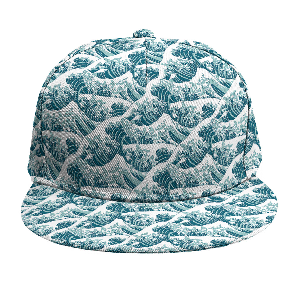Japanese Kanagawa Wave Pattern Print Snapback Cap