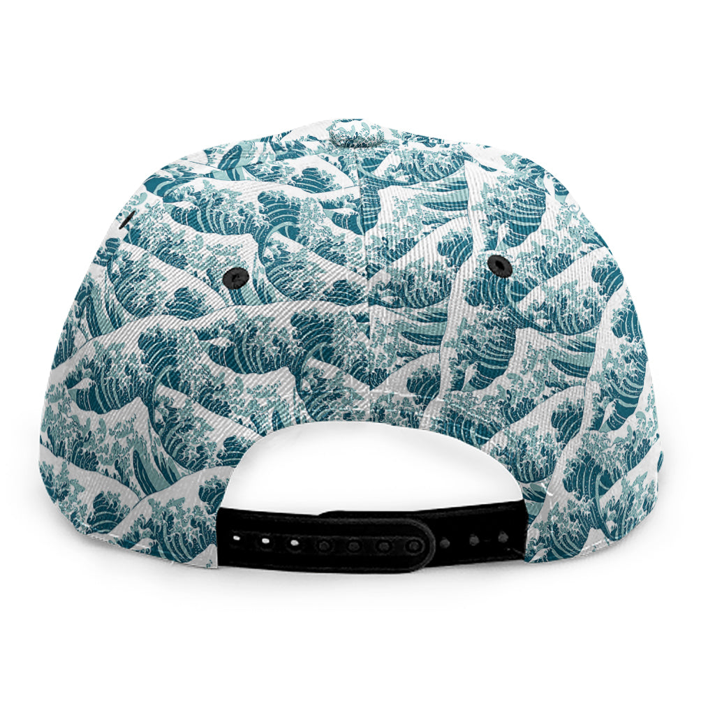 Japanese Kanagawa Wave Pattern Print Snapback Cap