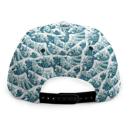 Japanese Kanagawa Wave Pattern Print Snapback Cap