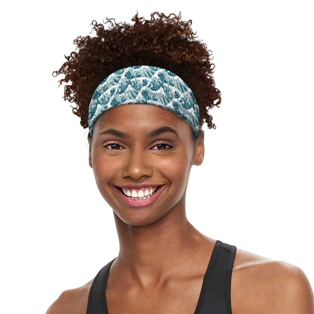 Japanese Kanagawa Wave Pattern Print Sports Headband
