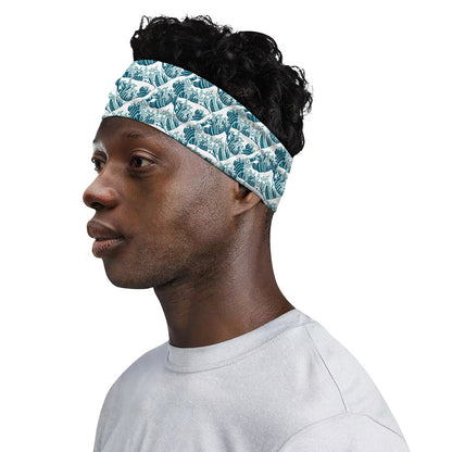 Japanese Kanagawa Wave Pattern Print Sports Headband