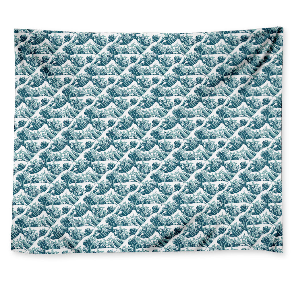 Japanese Kanagawa Wave Pattern Print Tapestry