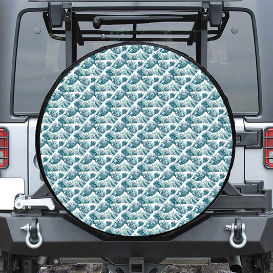 Japanese Kanagawa Wave Pattern Print Tire Cover