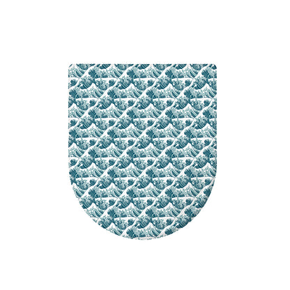 Japanese Kanagawa Wave Pattern Print Toilet Lid Cover