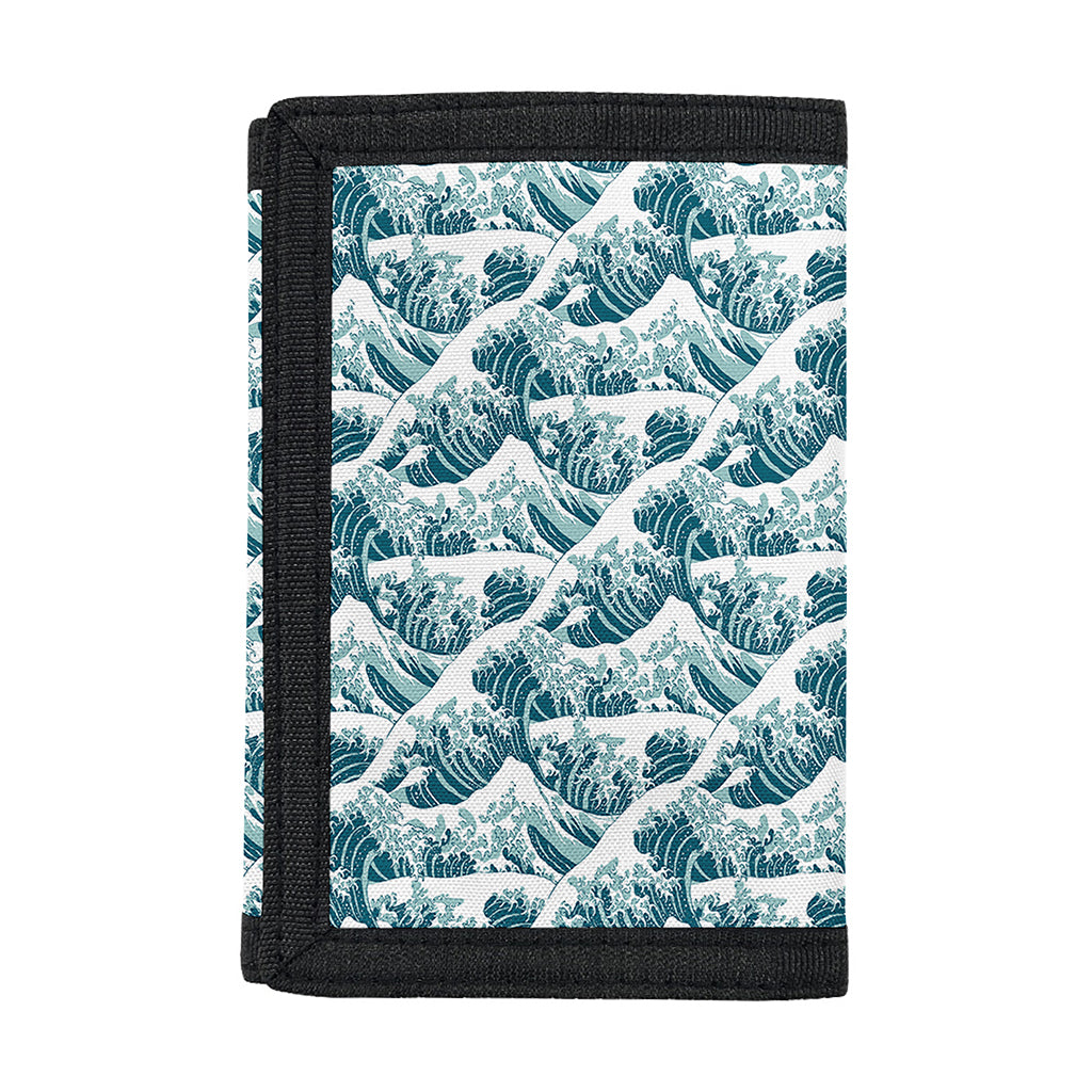 Japanese Kanagawa Wave Pattern Print Trifold Wallet