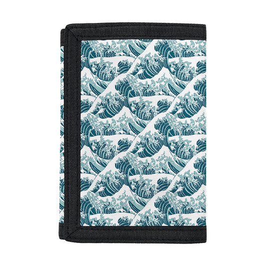Japanese Kanagawa Wave Pattern Print Trifold Wallet