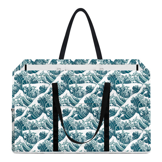 Japanese Kanagawa Wave Pattern Print Utility Tote Bag