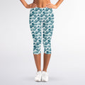 Japanese Kanagawa Wave Pattern Print Women's Capri Leggings