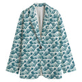Japanese Kanagawa Wave Pattern Print Women's Cotton Blazer