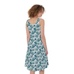 Japanese Kanagawa Wave Pattern Print Women's Sleeveless Dress