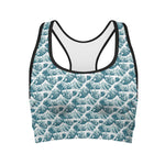 Japanese Kanagawa Wave Pattern Print Women's Sports Bra