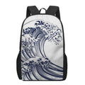 Japanese Kanagawa Wave Print 17 Inch Backpack