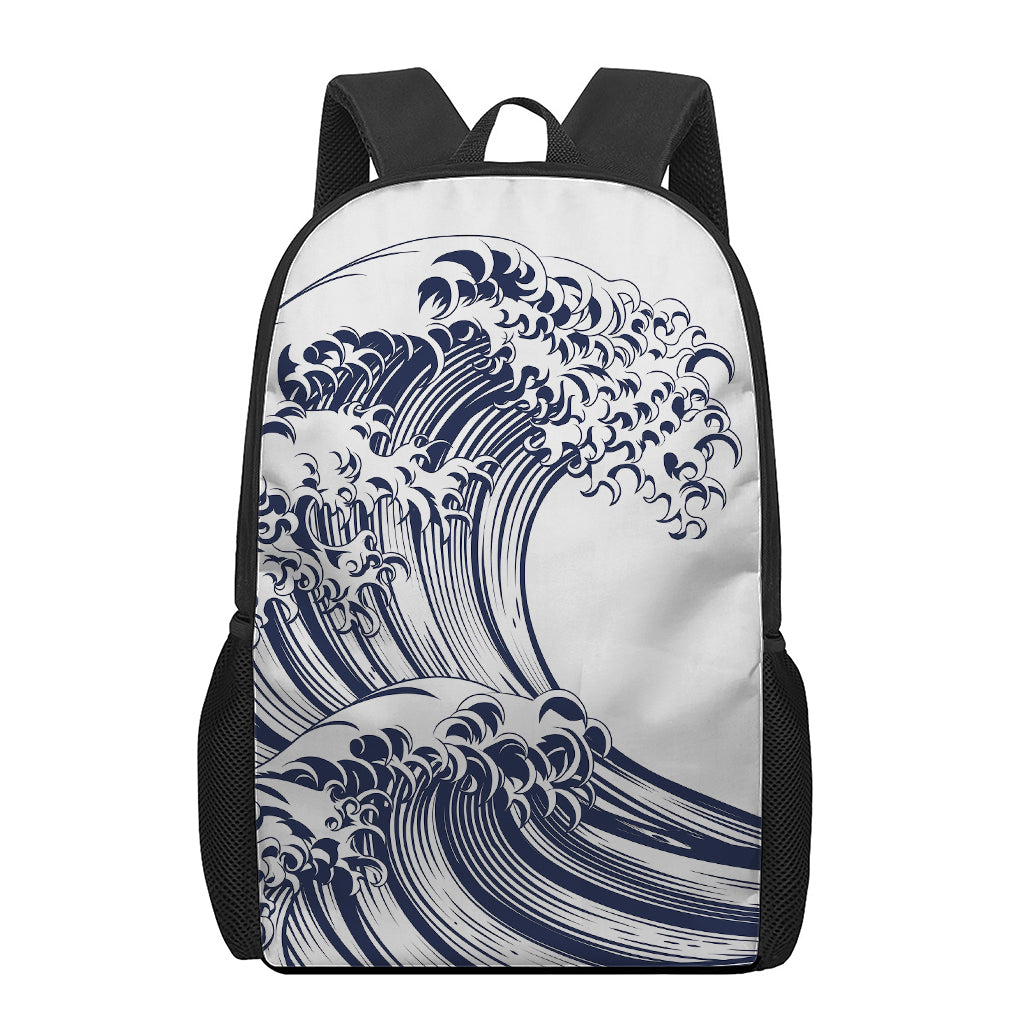Japanese Kanagawa Wave Print 17 Inch Backpack