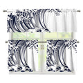 Japanese Kanagawa Wave Print 3 Piece Kitchen Curtains