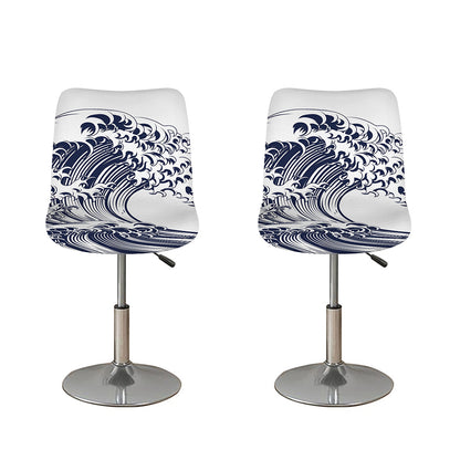Japanese Kanagawa Wave Print Bar Stool Covers