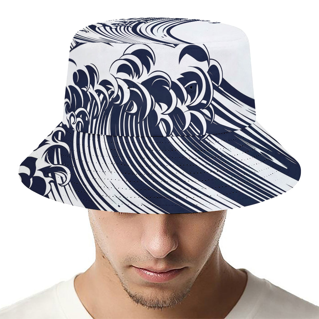 Japanese Kanagawa Wave Print Bucket Hat