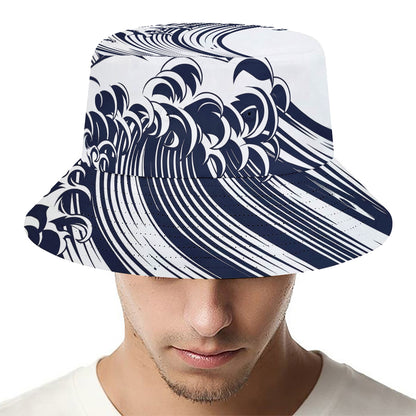 Japanese Kanagawa Wave Print Bucket Hat