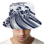 Japanese Kanagawa Wave Print Bucket Hat