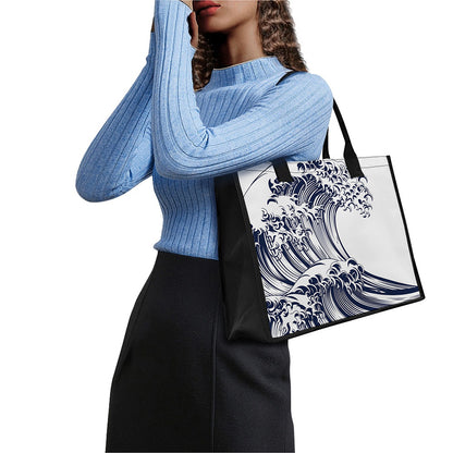 Japanese Kanagawa Wave Print Canvas Tote Bag