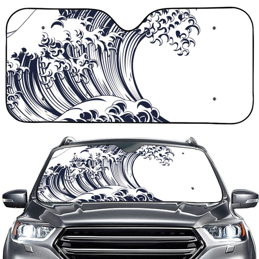 Japanese Kanagawa Wave Print Car Windshield Sun Shade