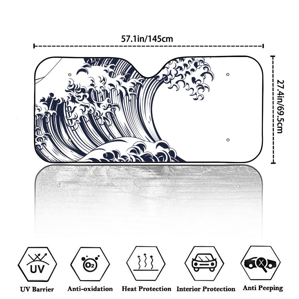 Japanese Kanagawa Wave Print Car Windshield Sun Shade