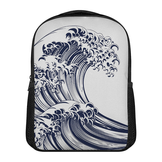 Japanese Kanagawa Wave Print Casual Backpack