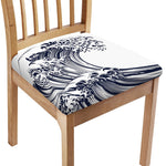 Japanese Kanagawa Wave Print Chair Cushion Cover