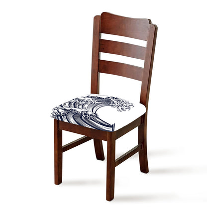 Japanese Kanagawa Wave Print Chair Cushion Cover
