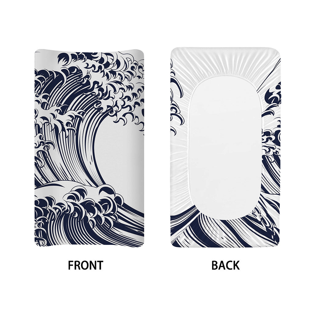 Japanese Kanagawa Wave Print Changing Pad Cover