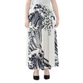 Japanese Kanagawa Wave Print Chiffon Maxi Skirt