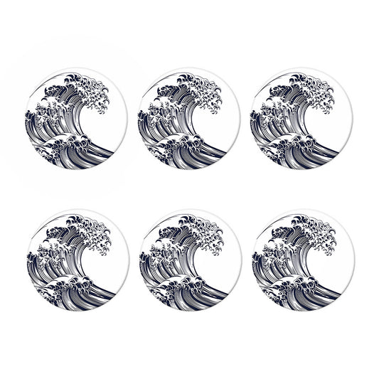 Japanese Kanagawa Wave Print Coaster Set