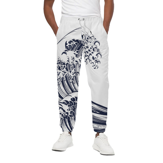 Japanese Kanagawa Wave Print Cotton Pants