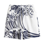 Japanese Kanagawa Wave Print Cotton Shorts
