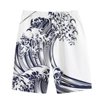 Japanese Kanagawa Wave Print Cotton Shorts